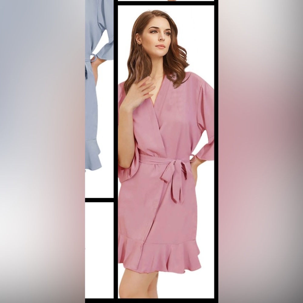Ruffle Satin Bridesmaid Robe